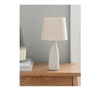 DEENZ Fluted Ceramic Side Table/Desk Lamp Fabric Shade Bottle Shape Tall Textured Base Plastic & Metal Vertical Details Ribbing Soft Ambient Lighting Optimal Decoration 37 X 17 X 7 Cm (Cream)