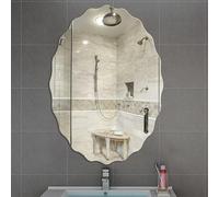 DEENZ Frameless Asymmetric Decorating Mirror Zig Zag Border Shape Beveled Wall Mirror Modern 50X70Cm Silver (DEZ M 241)