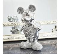Deenz Free Standing Silver Crushed Mickey Mouse With Heart In Hand Crystal Diamond Gift Ornament Home Décor