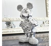 Deenz Free Standing Silver Crushed Mickey Mouse With Heart In Hand Crystal Diamond Gift Ornament Home Decor Gift For Love Ones