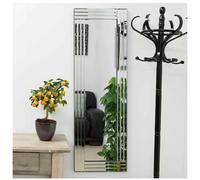 DEENZ Full Length Wall Mirror Silver Bevelled Triple Strips MDF Back Modern Glass Wall Mirror Home Decor Bedroom Living Room (40x120cm)