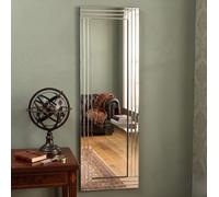DEENZ Full Length Wall Mirror Silver Bevelled Triple Strips MDF Back Modern Glass Wall Mirror Home Decor Bedroom Living Room (40x120cm)