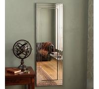 Deenz Full Length Wall Mirror Silver Bevelled Triple Strips Mdf Back Modern Glass Wall Mirror Home Decor (40X120Cm)