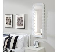 DEENZ Full Length Wavy Mirror Pattern Irregular Frame Mirror Wall Mirror For Living Room Bedroom Hallway Home Decor Birthday House Warming 110X46 Cm (White)