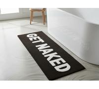 DEENZ Get Naked Grey & White Runner Bath Mat Backing Water Absorbent Bathroom Rug With Pop Up Get Naked Letters Super Soft & Non Slip Extra Long 30X150Cm (Grey)