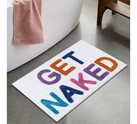 DEENZ GET NAKED Multi Color Bath Mat Backing Water Absorbent Bathroom Rug With Pop Up Get Naked Letters Super Soft & Non Slip (Multi)