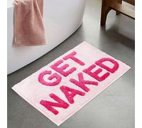 DEENZ GET NAKED Pink Bath Mat Backing Water Absorbent Bathroom Rug With Pop Up Get Naked Letters Super Soft & Non Slip (Pink)