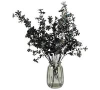 DEENZ Glass Noir Sleek Vase Arrangement Black Ribbed Design Modern Floral Centrepiece Elegant Display Faux Floristry In Dark Colours Theme Perfect Autumnal Decoration Glamour To Your Home 60 X 30 Cm