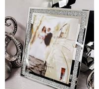 Deenz Glass Photo Frame Jewel Mirror Silver Loose Diamante New Crystal Decor Mirror Photo Frame Sparkle Desk (5 X 7 Inches)