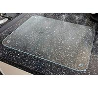 Deenz Glass Worktop Saver/Chopping Board, Clear/Black Tempered Glass, 8 Time Stronger Then Normal Glass (L 40x50cm Round Corner Clear)