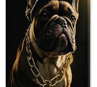 Deenz Glossy Jewelled Street Style Dog Canvas Multicolour Wall Art Home Décor Badroom Living Room (Bull Dog)