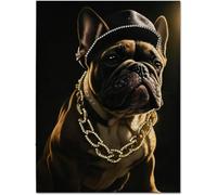 DEENZ Glossy Jewelled Street Style Dog Canvas Multicolour Wall Art Home Décor Badroom Living Room (Bull Dog)