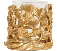 Deenz Gold Leaf Candle Holder Leaves Patterns, Romantic Transparent Votive Candle Holder, Glass Candle Jars For Table Centrepiece, Christmas, Party, Home Decor
