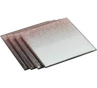 Deenz Gradient Rose Gold Glitter Mirror Border Glass Coasters 10x10cm & Placemats 20x29cm Home Decorative Stylish Design Elegant For Kitchen Table (4X Coasters)