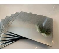 Deenz Gradient Silver Glitter Ombre Glass Coasters 10x10cm & Placemats 20x29cm Home Decorative Stylish Design Elegant For Kitchen Table (4X Coasters)