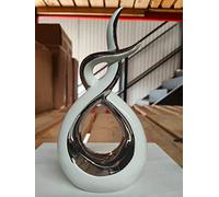 DEENZ Hammered Effect Swirl Sculpture White Silver Valentines Gifts 30.5X16.5Cm