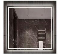 Deenz Hd Recatngle Led Bathroom Mirror Lights Touch Switch Sensor Demister Pad Mirrors Double Strip Lighting 80X60 Cm