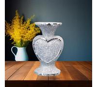DEENZ Heart Shape Crushed Diamond Glitter Silver Sparkle Flower Vase (30 Cm)