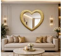 Deenz Heart Shape Wall Mirror - White Home Decor, 67X58Cm (Gold)