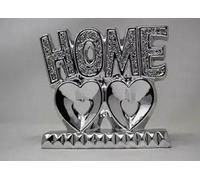 Deenz Home Double Heart Crystal Ornament Silver With Crushed Jewel Diamond Design Rectangular Base Gift Item Home Decor 16X8X20 Cm