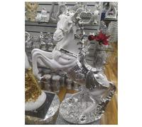 DEENZ Horse Statue Standing Horse Resin Ornament Sculpture Rearing Art Silver & White