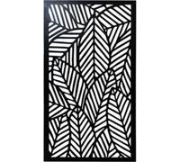 Deenz Indoor/outdoor Graphic Metal Wall Screen Pretty Leaf Pattern Classic Black Tone Quick And Easy To Hang Patio Decor 120X60X1.3 Cm