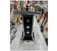 DEENZ Italian End Table Mirrored Crystal Side Table Sparkly Black F044