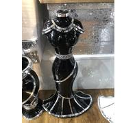 DEENZ Italian Sparkly Vase Romany Mirrored Mosaic Lady Shape 60X40Cm Large Floor Vase Home Decor Luxury Gift (Black)