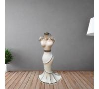 DEENZ Italian Sparkly Vase Romany Mirrored Mosaic Lady Shape 60X40Cm (White)