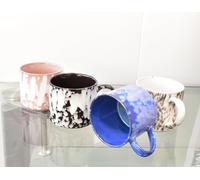 DEENZ Jumbo Embossed Multi Color Stacking Mugs 4Pk Stackable Mugs Set Matching One Another with Lovely