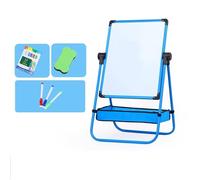 DEENZ Kid's Art Easel Double-sided Easel for Kids Chalkboard chalk drawing board White board with Stand 360 rotation adjustable height Pink and Blue (LARGE BLUE)