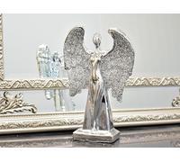 DEENZ Lady Angel With Wings Beautiful Crushed Diamond Jewel Sitting Angel Silver Sparkle Shelves Ornament Best For Gift