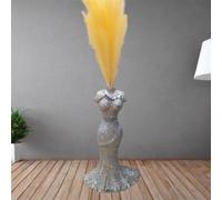 DEENZ Lady Floor Vase Large 40X60Cm Crushed Diamond Crystal Sparkly Silver