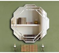 DEENZ Large 60X60 Round Silver Dual Octagonal Wall Mirror Wall Hanging Ornament Stylish Home Decor Bedroom Bathroom Living Room