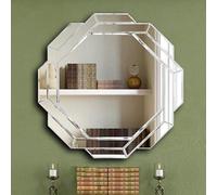 Deenz Large 60X60 Round Silver Dual Octagonal Wall Mirror Wall Hanging Ornament Stylish Home Decor Bedroom
