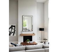 DEENZ Large 90 X 60cm Rectangle Shape Black Beaded Border Frame Wall Mirror With Hanging Hooks