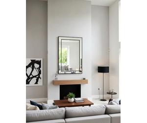 DEENZ Large 90 X 60cm Rectangle Shape Black Beaded Border Frame Wall Mirror With Hanging Hooks