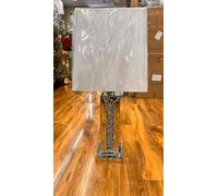 DEENZ Large Bling Crushed Diamond Table Lamp with White Shade Ceramic Mirrored Base Sparkling Bedside Home Decor (Rectangle Base)
