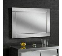 Deenz Large Chloe Silver Glass Frame Rectangle Bevelled Modern Wall Mirror 90X60Cm Decor Mirror Gift