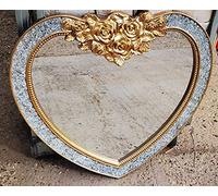 DEENZ Large Heart MDF Crackle Frame Gold Heart Shpe Wall Mirror Bling Heart Shape 80x85cm