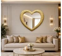 DEENZ Large Heart Shape Wall Mirror White Home Decor Living Room 67X58Cm (Gold)