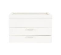 Deenz Large Jewellery Box White Mdf-Glass Construction Multi-Compartment Ample Storage Space Fabric Organising Dresser 23X20X15 Cm