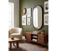 Deenz Large Oval Silhouette Wall Mounted Mirror Classical Black Plastic/glass Construction Antique Arched Framed 50 X 30 Cm