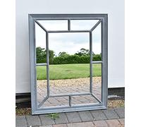 DEENZ Large Rectangle Antique Window Wall Mirror Stylish Decor Durable Frame Window Style Six Colors 60X76Cm (Color:Grey Rustic)