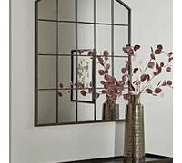 Deenz Large Rectangle Arch Window Mirror Indoor/outdoor Durable Metal Frame Wall Mounted Home 76X96Cm Indoor Outdoor