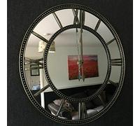 DEENZ Large Round Mirror Beaded Wall Clock Vintage brass finished Roman Numeral Luxury Mirror For Home Office Living Room Bedroom Decoration Dia 56cm