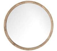 DEENZ Large Round Wood Wall Mounted Mirror Wooden Frame Bathroom Living Room (60 cm)