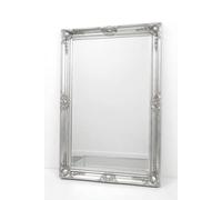 DEENZ LARGE SILVER ORNATE WALL MIRROR RUSTIC SILVER FRENCH HALLWAY BATHROOM WOODEN FLOWERY DESIGN (90x60Cm)