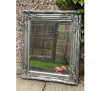 DEENZ LARGE SILVER ORNATE WALL MIRROR RUSTIC SILVER FRENCH HALLWAY BATHROOM WOODEN (L- W: 64cm H: 54cm)