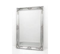 Deenz Large Silver Ornate Wall Mirror Silver French Wooden Flowery Design (90 X 60Cm)